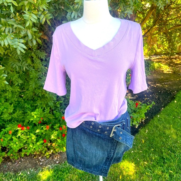 Talbots Lilac V-Neck Short Sleeve Top - Picture 1 of 6